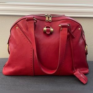 YSL Muse, red leather